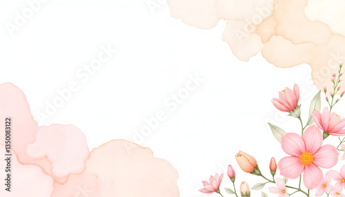 Watercolor illustration of bridal shower invitation with soft floral elements and pastel hues