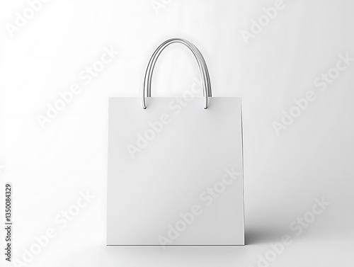 Blank white paper shopping bag mockup.