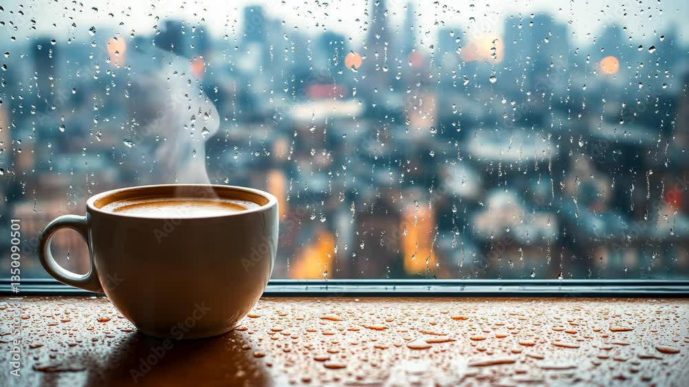 A warm cup of freshly brewed coffee with its rich aroma creates a cozy atmosphere filled with soft lights, perfect for relaxation and enjoyment in every moment, enhancing each sip