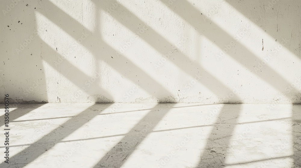Soft Shadows on White Wall from Natural Light in Minimalist Space Soft Shadows on White Wall from Natural Light in Minimalist Space