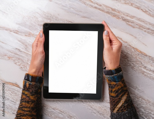 Pantalla de tablet en blanco. Mockup para colocar texto o imagen. IA photo