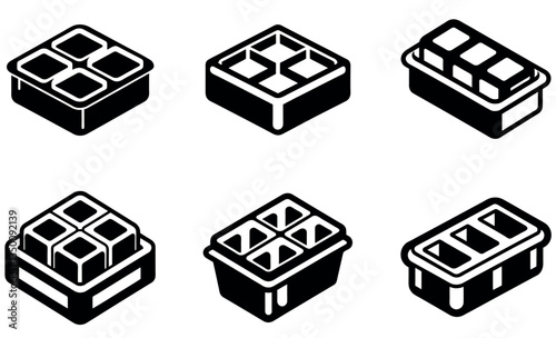 Various Ice Cube Trays in Vector Illustration