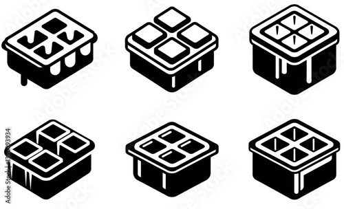 Various Ice Cube Trays in Vector Illustration