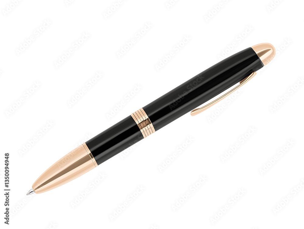 Black Rose Gold Pen with White Background. Black Rose Gold Pen with White Background.