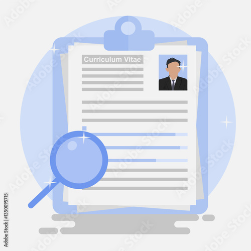 Curriculum Vitae Review Illustration. New employee recruitment concept. Illustration for banners, and presentations. EPS 3