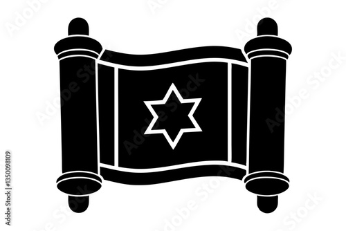 Hanukkah Torah Scroll Icon - Minimalist Vector Art