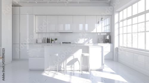 A luxury kitchen interior design with modern furniture 