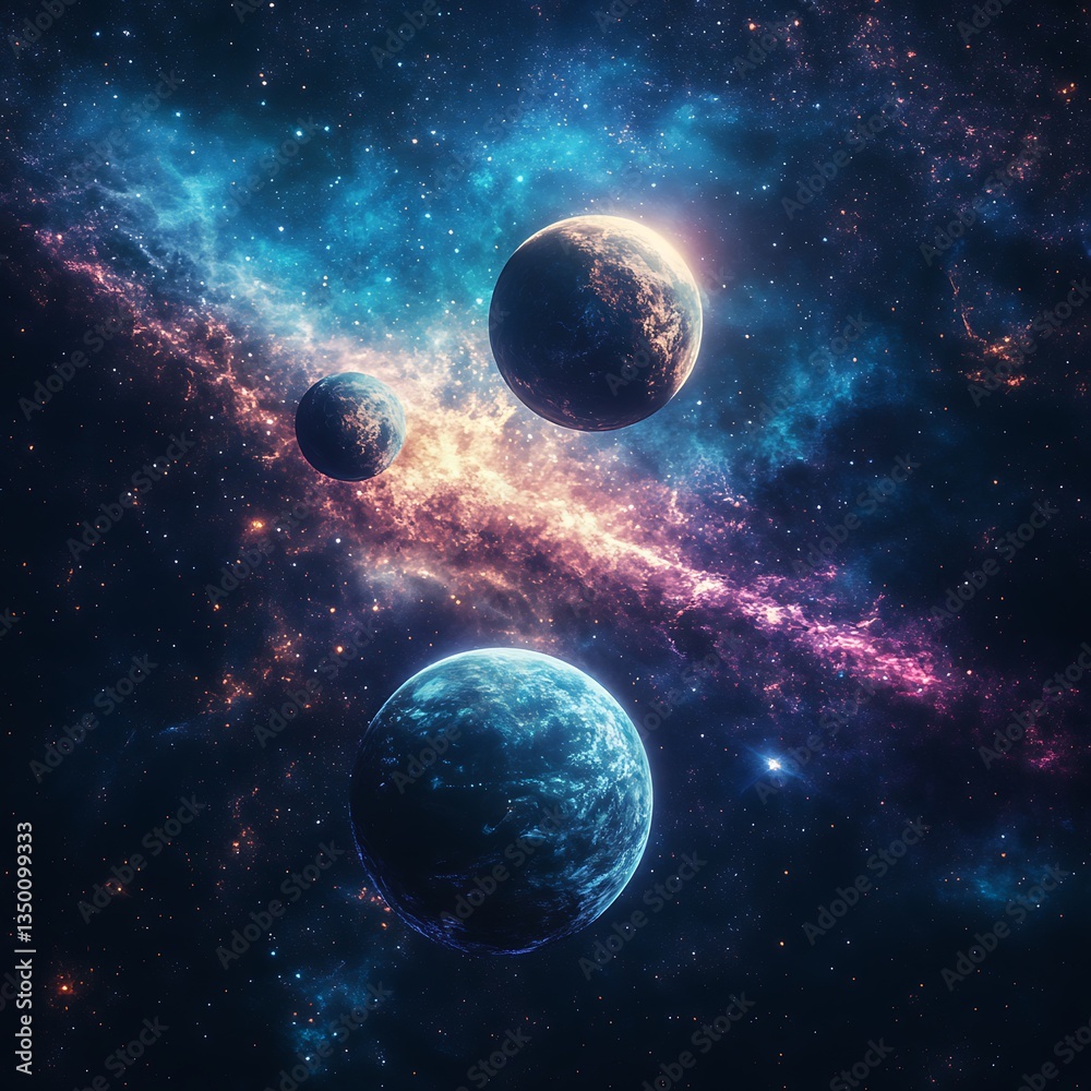 Obraz premium Celestial view planets orbiting the sun image