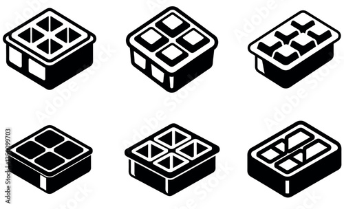 Set of Ice Cube Trays in Vector Illustration