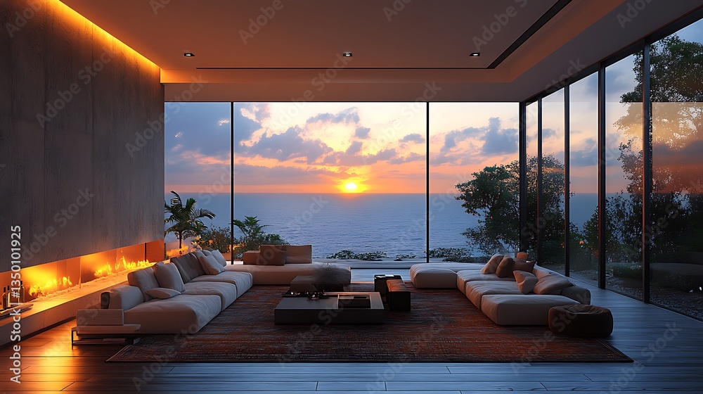 Fototapeta premium Warm minimalist home with organic textures and soft lighting high resolution picture