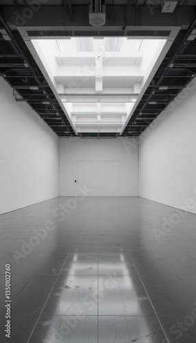 Minimalist Contemporary Art Gallery Interior with Skylight Design