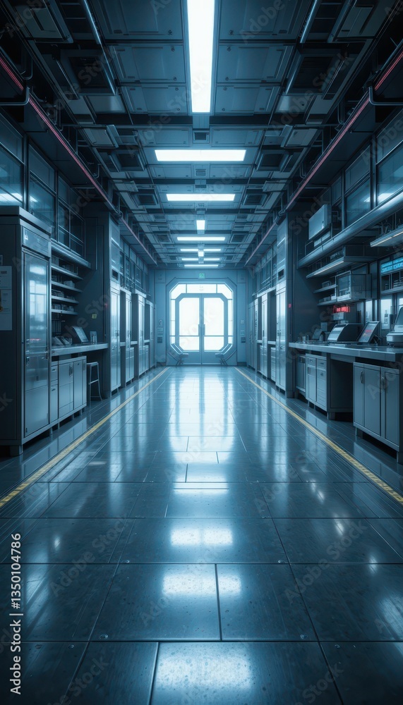 Futuristic Corridor with Sleek Lighting and Modern Design Elements Futuristic Corridor with Sleek Lighting and Modern Design Elements