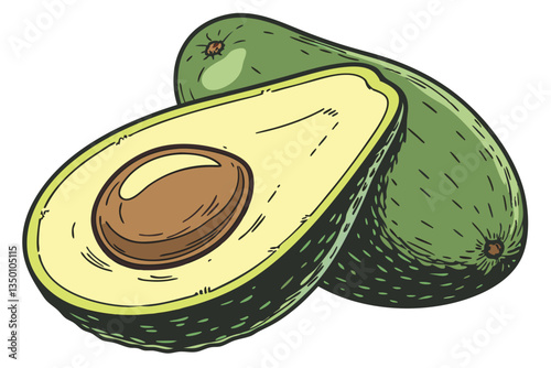 36 ripe avocado, halved, vibrant yellow flesh, deep green skin, smooth texture, glossy surface, realistic detail, studio lighting, white background, food photography, closeup, high resolution, appetiz