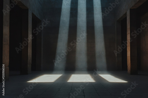A large room with a lot of light shining through the windows