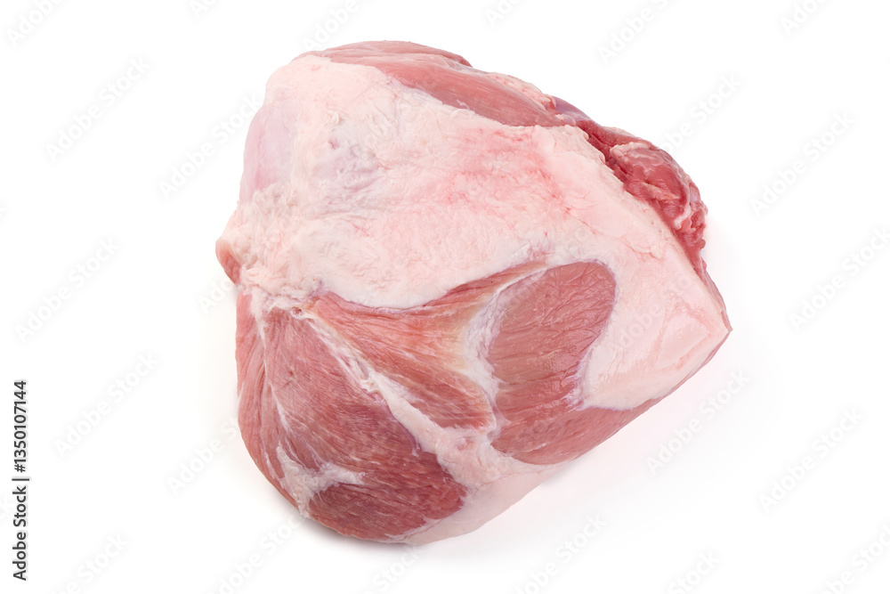 Raw pork ham, fresh uncooked meat isolated on white background. Raw pork ham, fresh uncooked meat isolated on white background.
