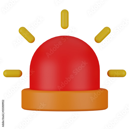 3d Realistic Flashing red siren Icon