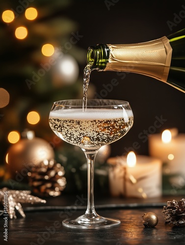 Sparkling Champagne Being Poured Into a Glass for a Festive Celebration With ...