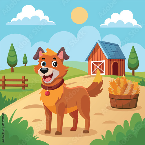 Friendly Dog on a Farm Path
