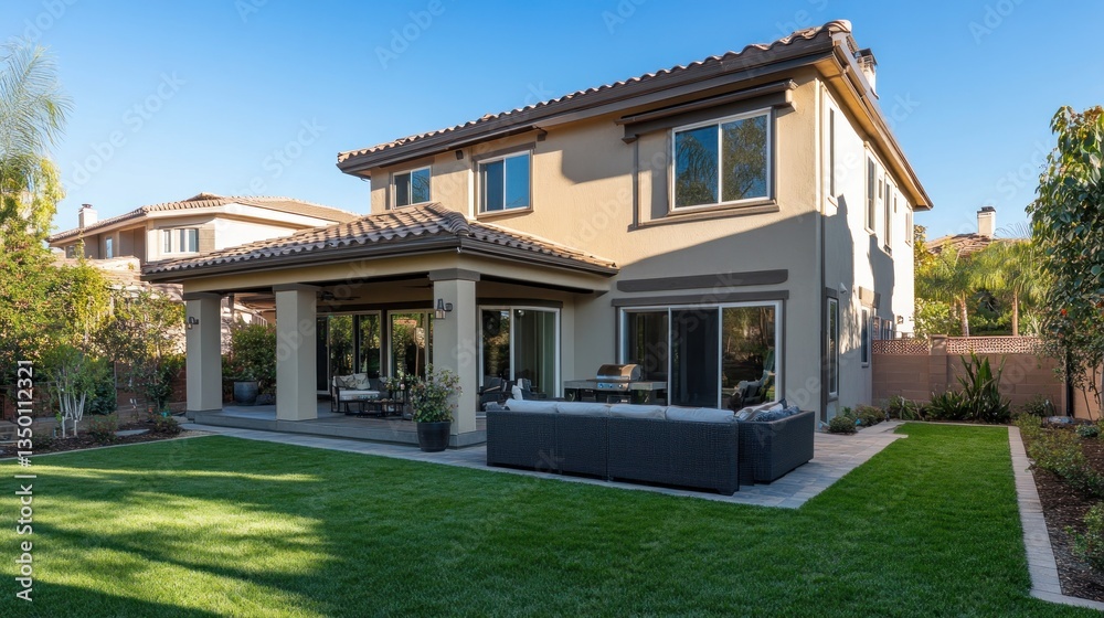 Luxury Home Backyard Oasis, Modern Design and Serene Landscaping Luxury Home Backyard Oasis, Modern Design and Serene Landscaping