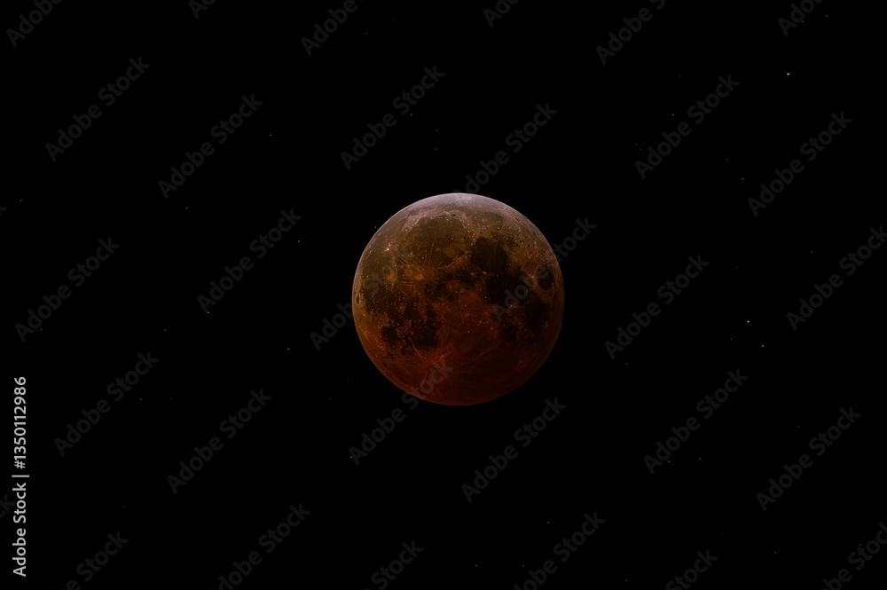 Blood moon tinged red with a little white as its approaching full of Eclipse Blood moon tinged red with a little white as its approaching full of Eclipse