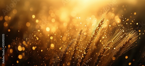Golden Wheat Sways Under Sunlight Creating a Shimmering Effect in the Field D...