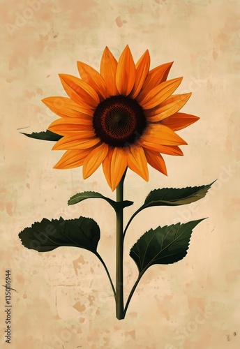 Bright Sunflower Blooms With Vibrant Petals Against a Textured Beige Background