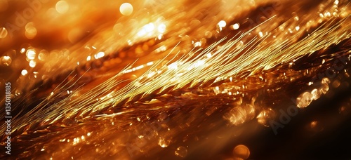 Golden Wheat Sways Under Sunlight Creating a Shimmering Effect in the Field D...