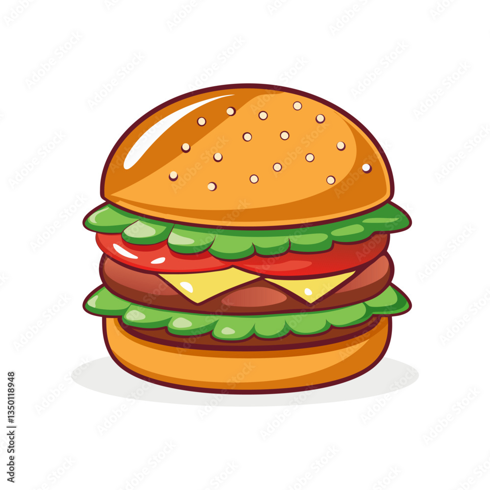 Appetizing sandwich, hamburger, cheeseburger with a piece of cheese, lm salad and meat Appetizing sandwich, hamburger, cheeseburger with a piece of cheese, lm salad and meat