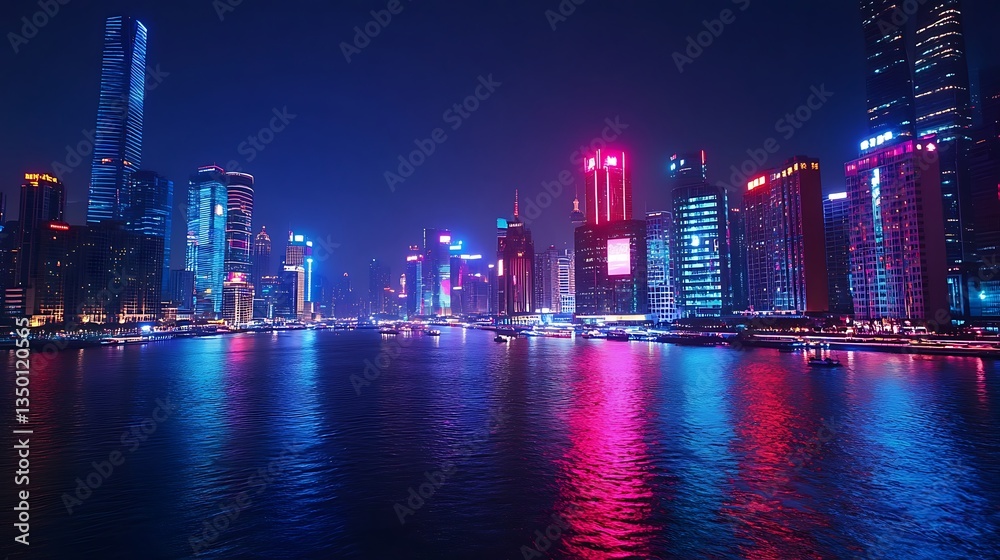 Fototapeta premium Bright woman’s profile surrounded glowing cosmic light picture