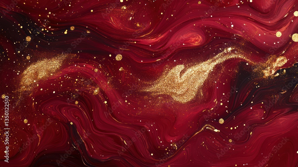 Obraz premium Abstract Red and Gold Swirls: A Luxurious Marble Texture