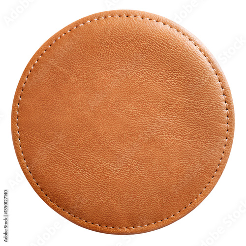 round leather cut out isolated on transparent background, png