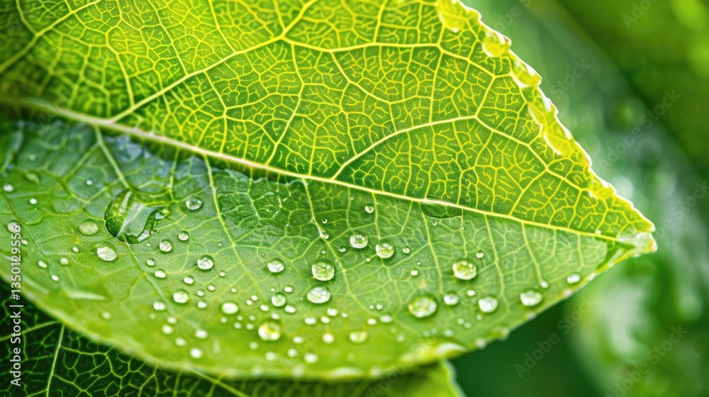Close-up of a Dew-Covered Leaf Close-up of a Dew-Covered Leaf