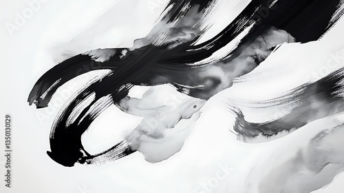 Abstract Black Ink Brushstrokes. (4)