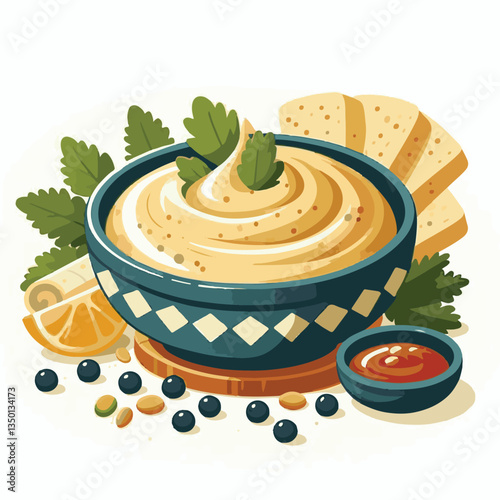 food, eggplant, cuisine, arabic, traditional, appetizer, vegetarian, dip, hummus, babaganoush, turkish, lebanese, vegetable, mediterranean, ganoush, parsley, healthy, snack, arabian, greek, baba, back