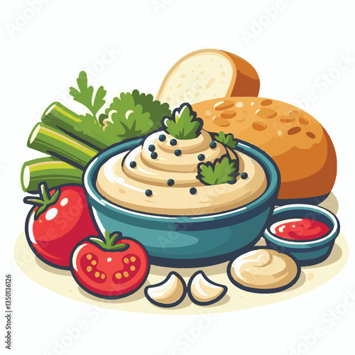food, eggplant, cuisine, arabic, traditional, appetizer, vegetarian, dip, hummus, babaganoush, turkish, lebanese, vegetable, mediterranean, ganoush, parsley, healthy, snack, arabian, greek, baba, back