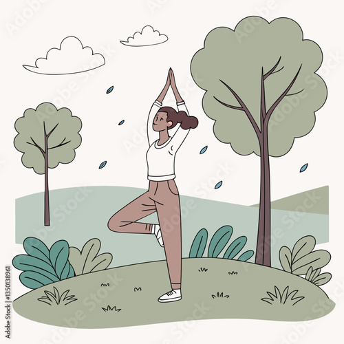 Young woman doing outdoor yoga in a park