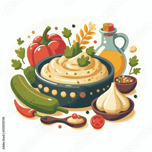food, eggplant, cuisine, arabic, traditional, appetizer, vegetarian, dip, hummus, babaganoush, turkish, lebanese, vegetable, mediterranean, ganoush, parsley, healthy, snack, arabian, greek, baba, back