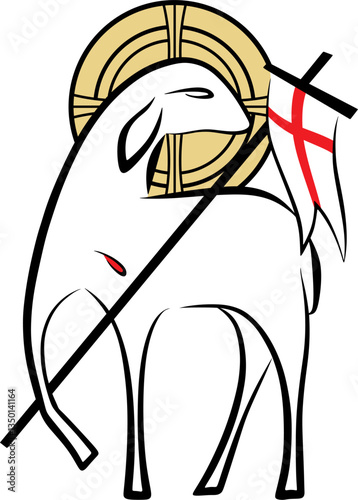 Vector illustration of The Lamb of God. Symbol of God. Ideal design for sticker, print and wallpaper.