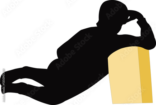 a girl sitting body silhouette vector