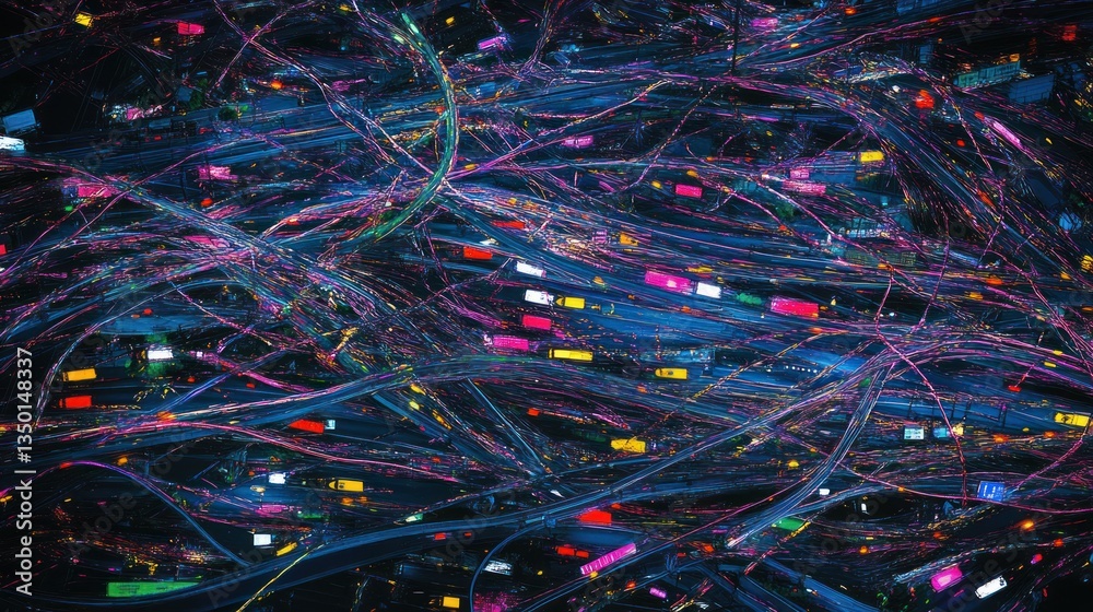Abstract network city lights at night Abstract network city lights at night