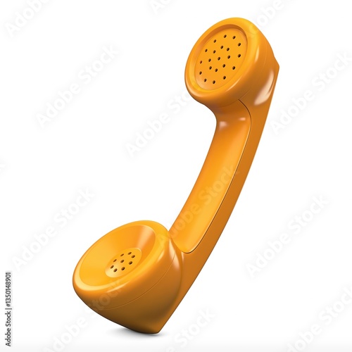 Illustration 3D Vintage Retro Telephone Handset in Orange Color