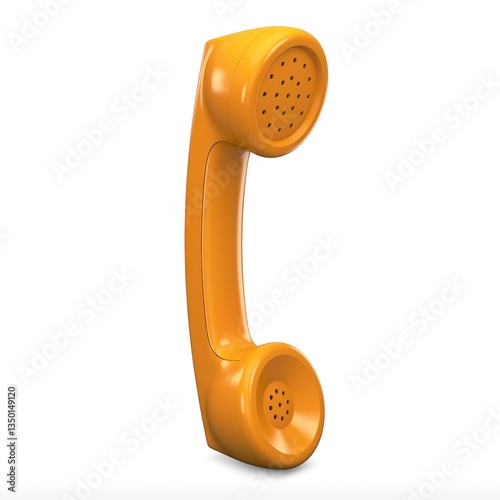 Illustration 3D Vintage Retro Telephone Handset in Orange Color
