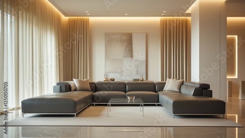 Luxurious Modern Living Room with Minimalist Design, and Elegant Furniture