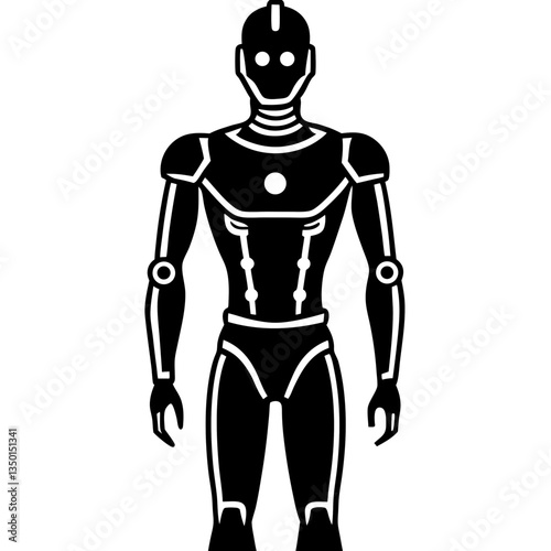 A sleek silhouette of a humanoid AI robot with a futuristic design 