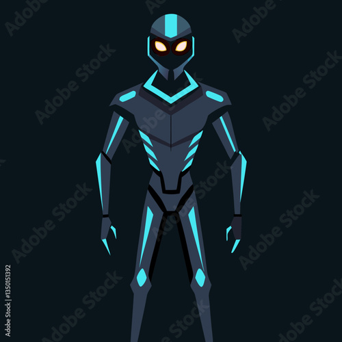A sleek silhouette of a humanoid AI robot with a futuristic design 
