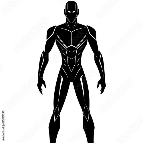 A sleek silhouette of a humanoid AI robot with a futuristic design 
