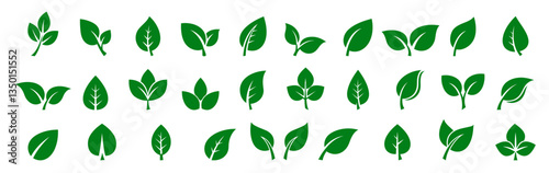 Leaf icons set. Suitable for nature, energy and health concepts. Isolated on white background.