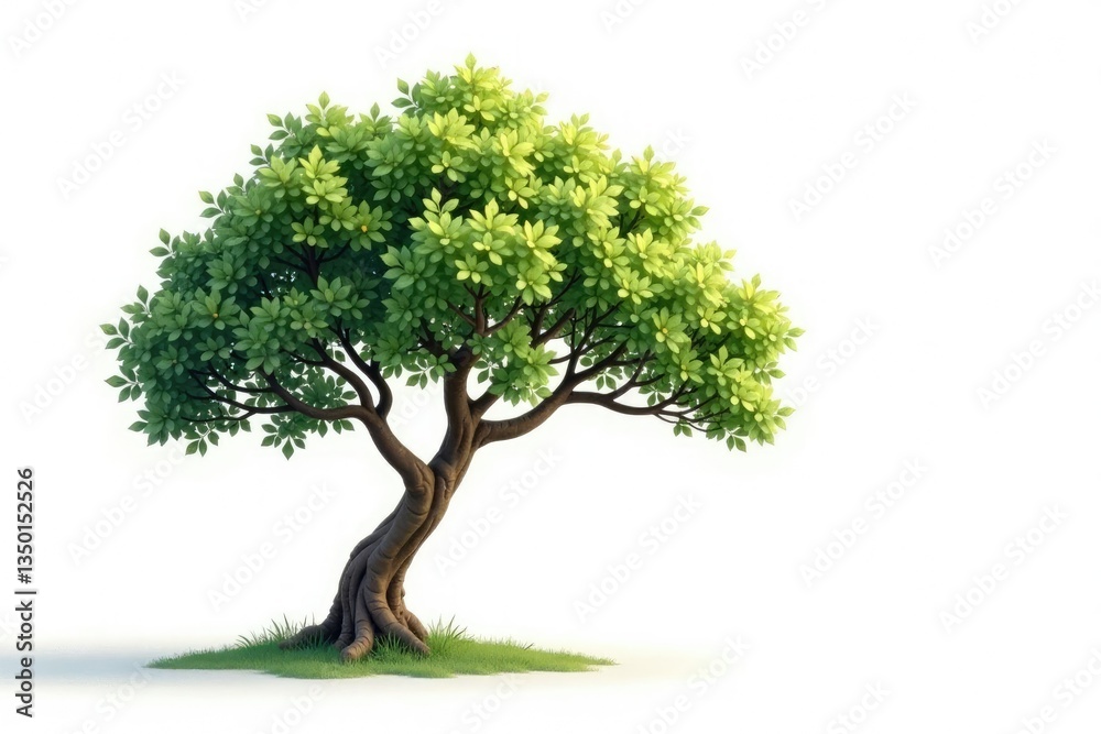 Tree isolated on a white background with subtle gradient, organic, gradient