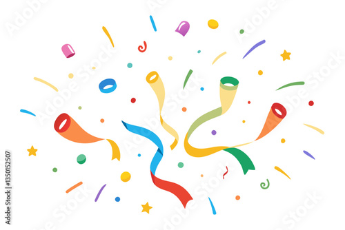 Vibrant Confetti and Streamers in the Air. Celebrating Excitement