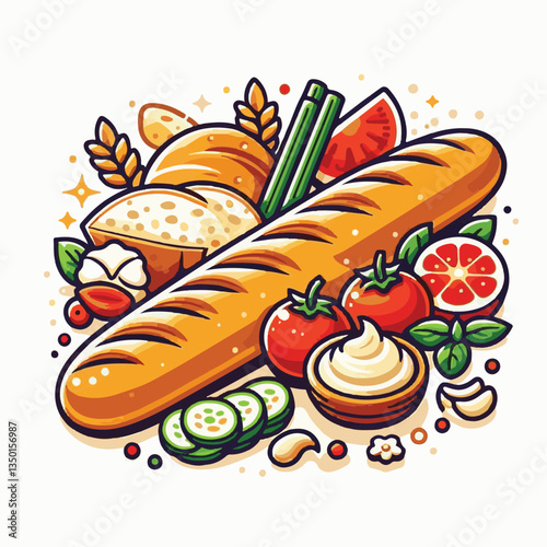 baguette, food, bread, bakery, breakfast, french, bun, meal, fresh, pastry, loaf, wheat, healthy, crust, tasty, nutrition, brown, isolated, flour, bake, organic, background, traditional, delicious, ce